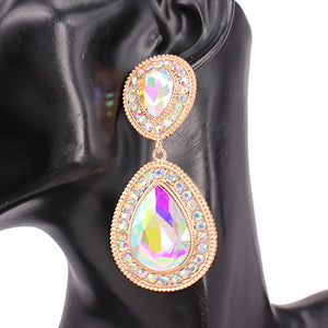 GOLD AB TEARDROP CLIP ON EARRINGS ( 8246 GDAB )