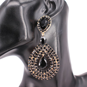 GOLD BLACK DANGLING CLIP ON EARRINGS ( 8248 GDJET )