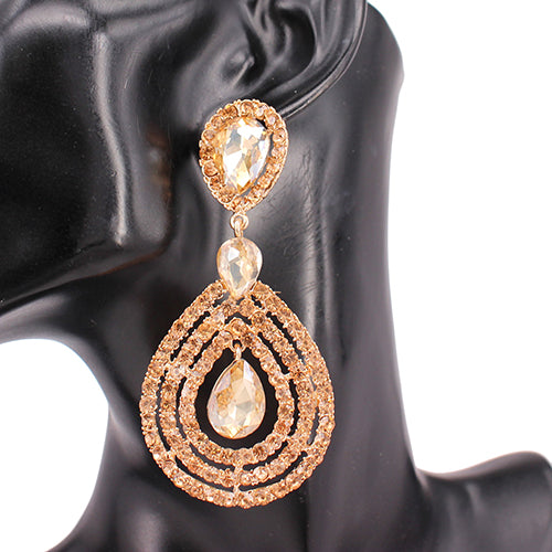 GOLD TOPAZ DANGLING CLIP ON EARRINGS ( 8248 GDLCT )