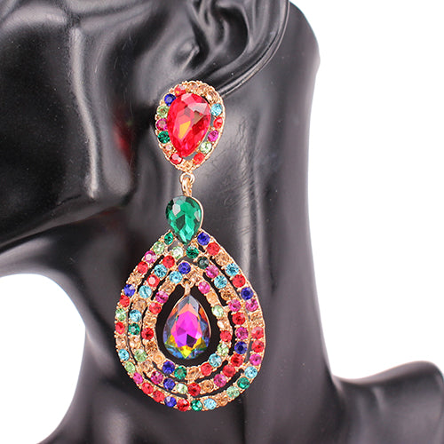 GOLD MULTICOLOR DANGLING CLIP ON EARRINGS ( 8248 GDMLT )