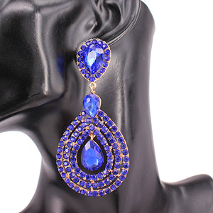 GOLD BLUE DANGLING CLIP ON EARRINGS ( 8248 GDSAP )