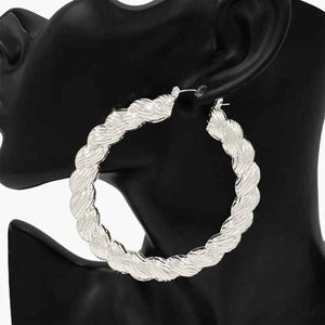 SILVER HOOP BRAID EARRINGS ( 8320 RD )