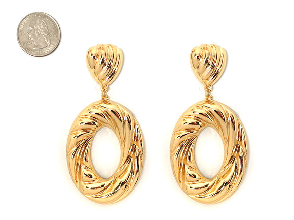 LARGE GOLD METAL EARRINGS ( 5973 GD )