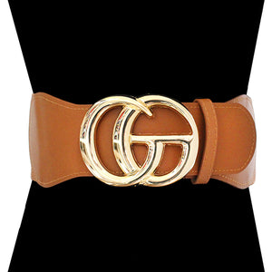 BROWN GOLD STRETCH BELT CG METAL BUCKLE ( 1049 BRGOD )