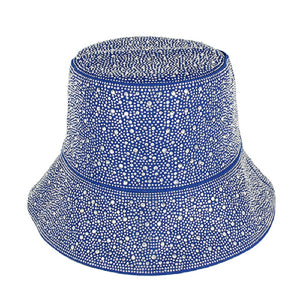 Blue REVERSABLE BUCKET HAT CLEAR STONES ( 1122 BLSIV )