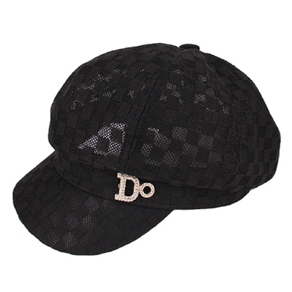 DO Black Checkerboard Newsboy Hat ( 1212 BK )