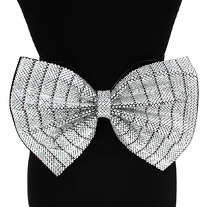 BLACK STRETCH BELT BOW CLEAR STONES ( 1216 )