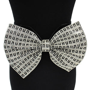 BLACK STRETCH BELT BOW CLEAR BLACK STONES ( 1217 )