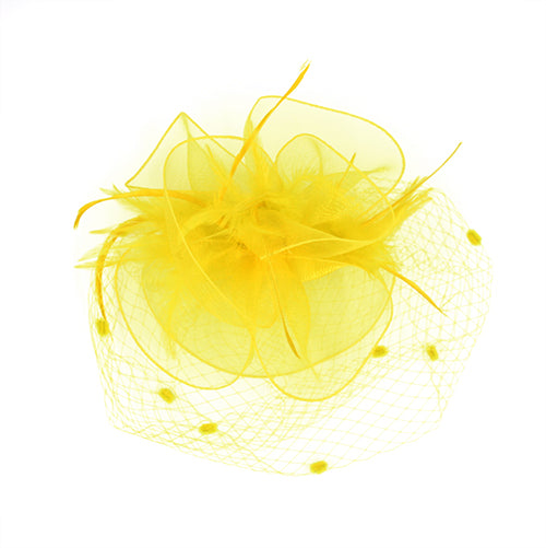 YELLOW FASCINATOR FEATHERS MESH ( 1237 YW )