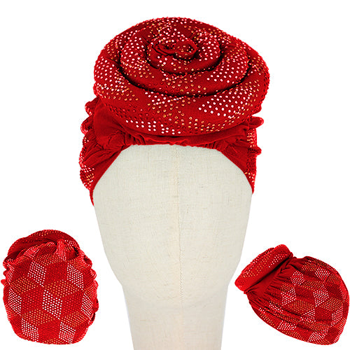 RED TURBAN AB STONES ( 1293 RED )