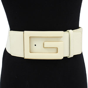 CREAM GOLD G STRETCH BELT ( 1321 GDIV )