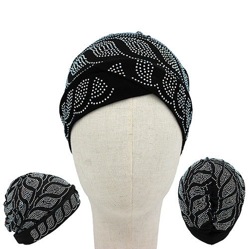 BLACK TURBAN RHINESTONES ( 1434 BK )