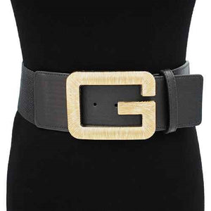 BLACK STRETCH BELT WITH GOLD ( 1520 GDBK )