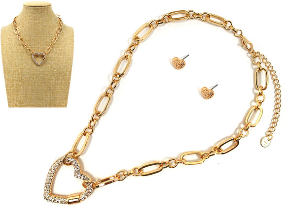 GOLD HEART NECKLACE SET ( 8196 GDCRY )