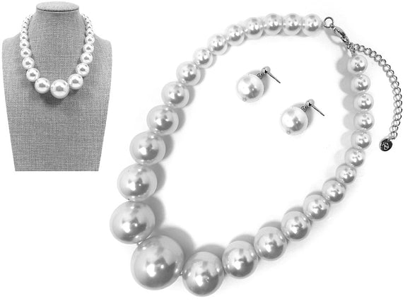 White Pearl Necklace Set ( 8529 RHWHP )