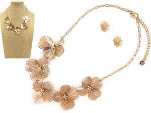 Gold Flower Necklace Set ( 8742 GDCRP )