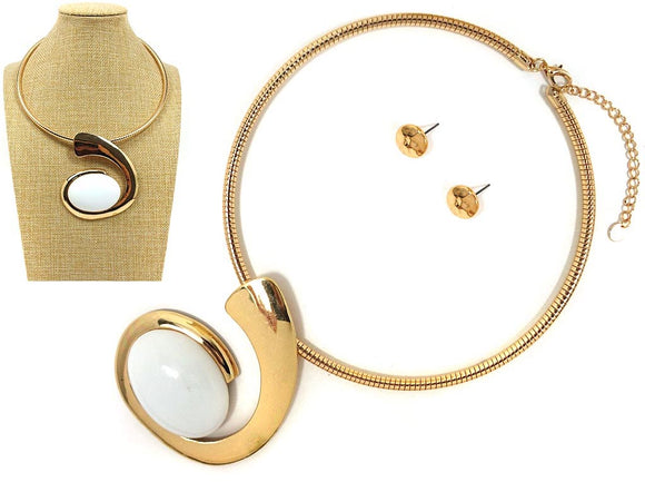 Necklace Set Pendant White ( 8817 GDWH )