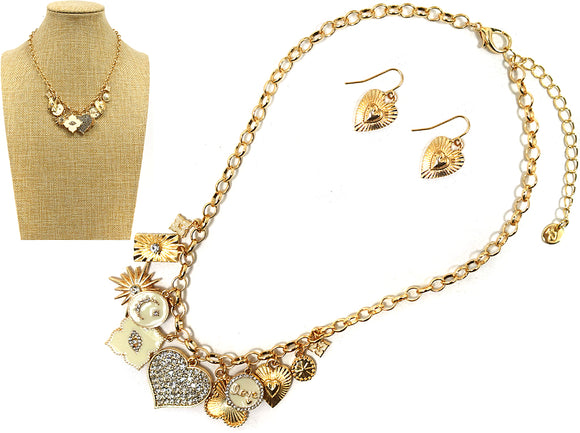 Gold Love Charms Necklace Set ( 9191 GDCR )
