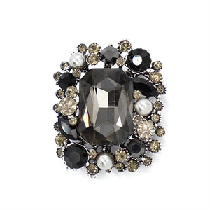 BLACK GREY STONES BROOCH ( 2001 BKGR )