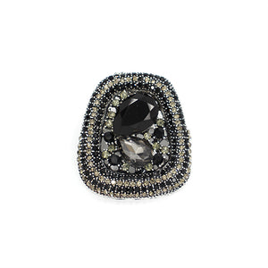 BLACK GREY STONE BROOCH ( 2004 BKGR )