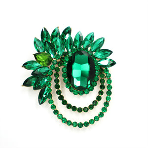 GOLD BROOCH EMERALD GREEN STONES ( 2007 EMR )