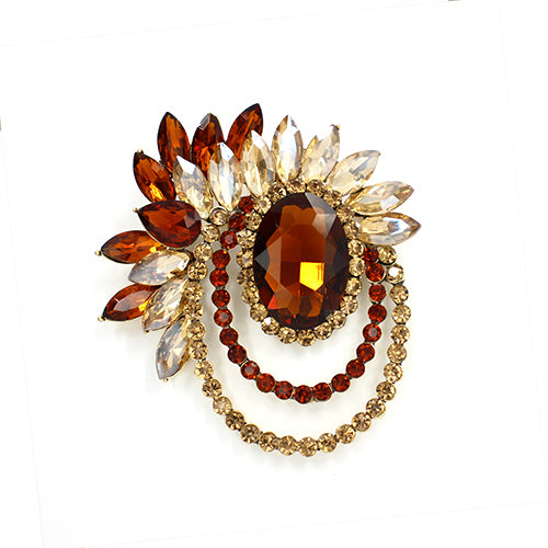 GOLD BROOCH BROWN TOPAZ STONES ( 2007 LCT )