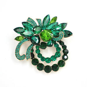 GOLD BROOCH EMERALD GREEN STONES ( 2008 EMR )