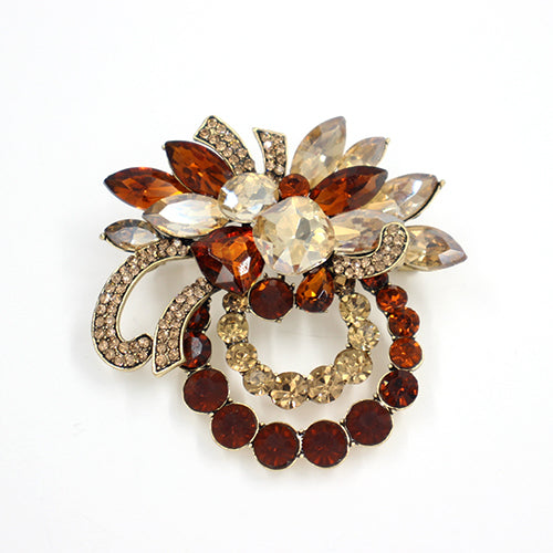 GOLD BROOCH BROWN STONES ( 2008 LCT )