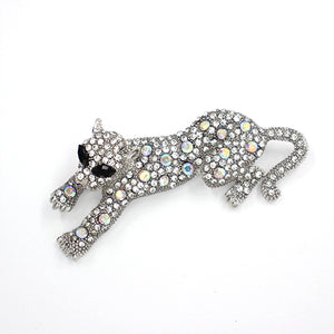 SILVER CAT BROOCH CLEAR AB STONES ( 2011 CLR )