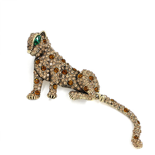 GOLD LEOPARD BROOCH TOPAZ STONES ( 2012 LCT )