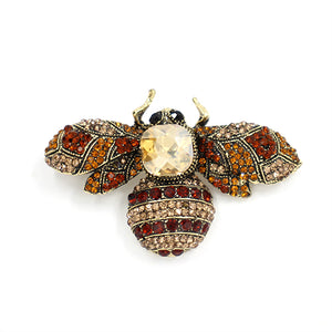 GOLD BEE BROOCH BROWN TOPAZ STONES ( 2014 LCT )