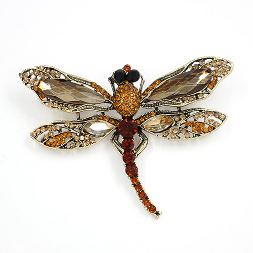 GOLD DRAGONFLY BROOCH BROWN TOPAZ STONES ( 2016 LCT )