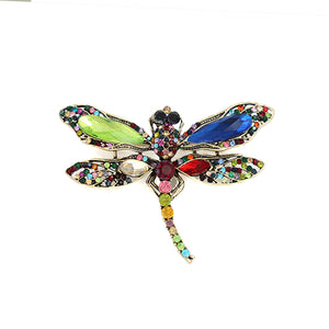 GOLD DRAGONFLY BROOCH MULTI COLOR STONES ( 2016 MLT )