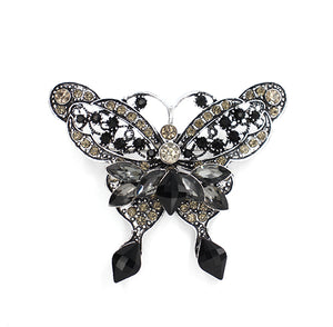 BLACK GREY STONES BUTTERFLY BROOCH ( 2019 BKGR )