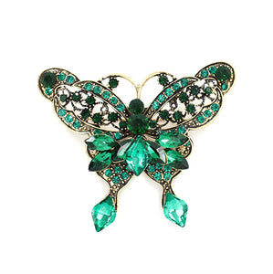 EMERALD GREEN STONES BUTTERFLY BROOCH ( 2019 EMR )