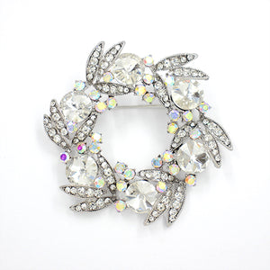 SILVER BROOCH CLEAR AB STONES ( 2020 CLR )