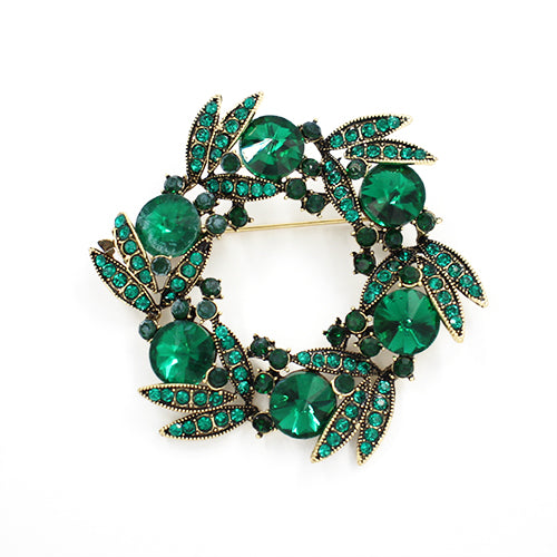 ANTIQUE GOLD BROOCH GREEN STONES ( 2020 EMR )