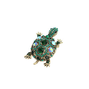 GOLD TURTLE BROOCH EMERALD GREEN STONES ( 2024 EMR )