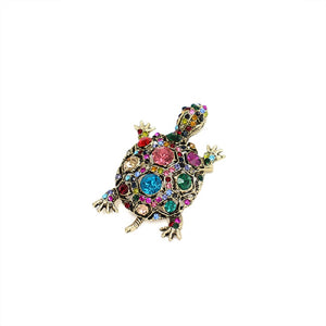 GOLD TURTLE BROOCH MULTI COLOR STONES ( 2024 MLT )