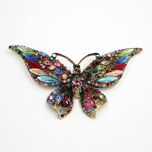 GOLD BUTTERFLY BROOCH MULTI COLOR STONES ( 2030 MLT )