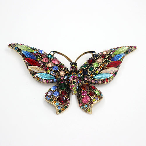 GOLD BUTTERFLY BROOCH MULTI COLOR STONES ( 2030 MLT )