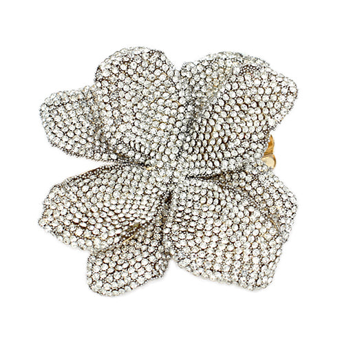 SLIVER CLEAR FLOWER BROOCH ( 2047 GDCLR )