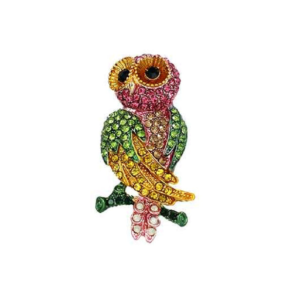 MULTI COLOR OWL BROOCH ( 2158 )