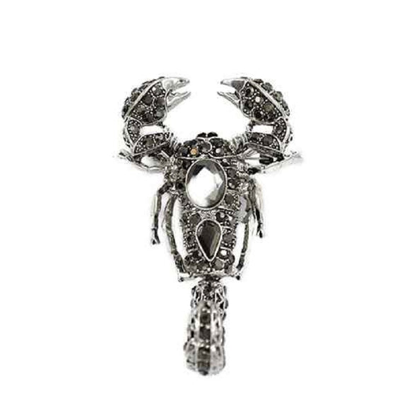 SILVER SCORPION BROOCH WITH HEMATITE STONES ( 2159 )