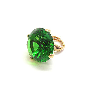 1.25" Gold Stretch Ring with Large GREEN Diamond Shape Stone ( 2001 GDEMR )