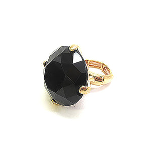 1.25" Gold Stretch Ring with Large BLACK Diamond Shape Stone ( 2001 GDJET )