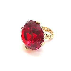 1.25" Gold Stretch Ring with Large RED Diamond Shape Stone ( 2001 GDLSM )