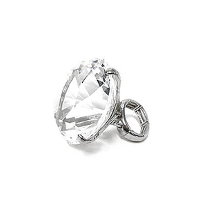 1.25" SILVER Stretch Ring with Large CLEAR Diamond Shape Stone ( 2001 RDCLR )