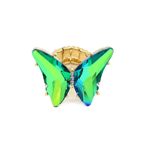 GOLD STRETCH GREEN AB BUTTERFLY RING ( 2005 EMRAB )