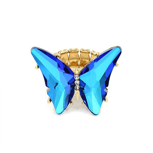 GOLD STRETCH BLUE AB BUTTERFLY RING ( 2005 SAPAB )